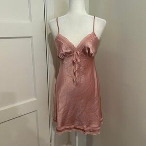 Victoria's Secret 2000s Pink Slip Dress With Ribbon and Lace Size Small